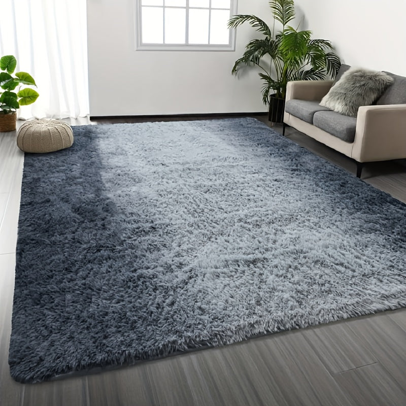 1pc Luxurious Rectangular Shaggy Plush Carpet Rug - Soft, Fluffy, Tie-dyed, Solid, Dark-colored, Non-slip, Machine Washable - Perfect for Living Room Sofa, bed Room, Home High-end Decorative, Easy to Clean, Long-lasting, and Versatile