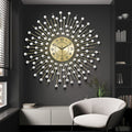 Crystal Large Modern Metal Decor Clock\u002F28 Inch Large Wall Clocks Home Decor\u002FBig Silent Wall Clock\u002FNon-Ticking Golden Round Crystal Metal Wall Watch for Living Room Office Indoor