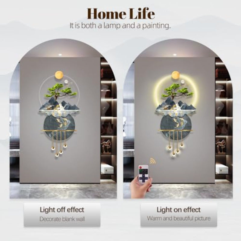 LED Light Decor Wall Art 3D Art Wall Decor with Light Decors Walls Sculptures Large 3D Art Decors Walls Sculptures Lighting Modern Plug-in Power Supply Blue D 23x47in