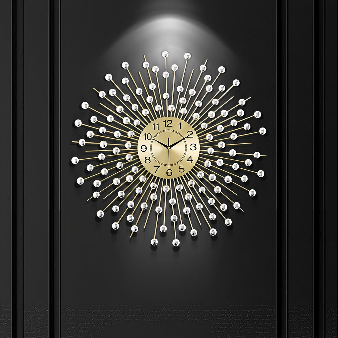 Crystal Large Modern Metal Decor Clock\u002F28 Inch Large Wall Clocks Home Decor\u002FBig Silent Wall Clock\u002FNon-Ticking Golden Round Crystal Metal Wall Watch for Living Room Office Indoor