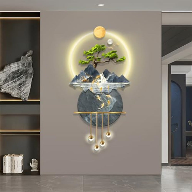 LED Light Decor Wall Art 3D Art Wall Decor with Light Decors Walls Sculptures Large 3D Art Decors Walls Sculptures Lighting Modern Plug-in Power Supply Blue D 23x47in