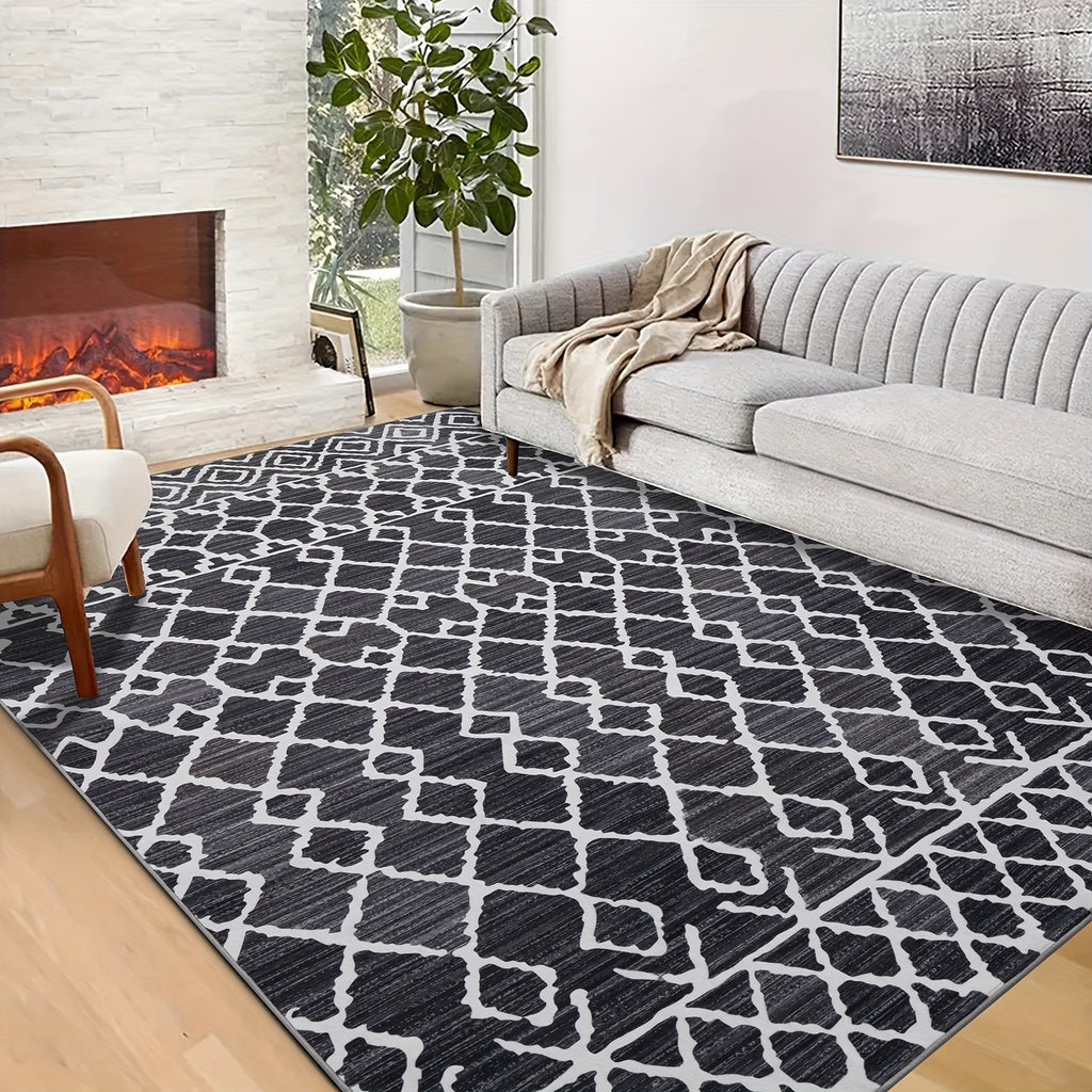 YIHOUSE Non-Shedding Washable Area Rugs, Soft Faux Wool Carpet for Bedroom, Living Room, Dining Room, And Office, Modern Nonslip Striped Rugs in Black And White - Perfect for Home And Room Decoration.