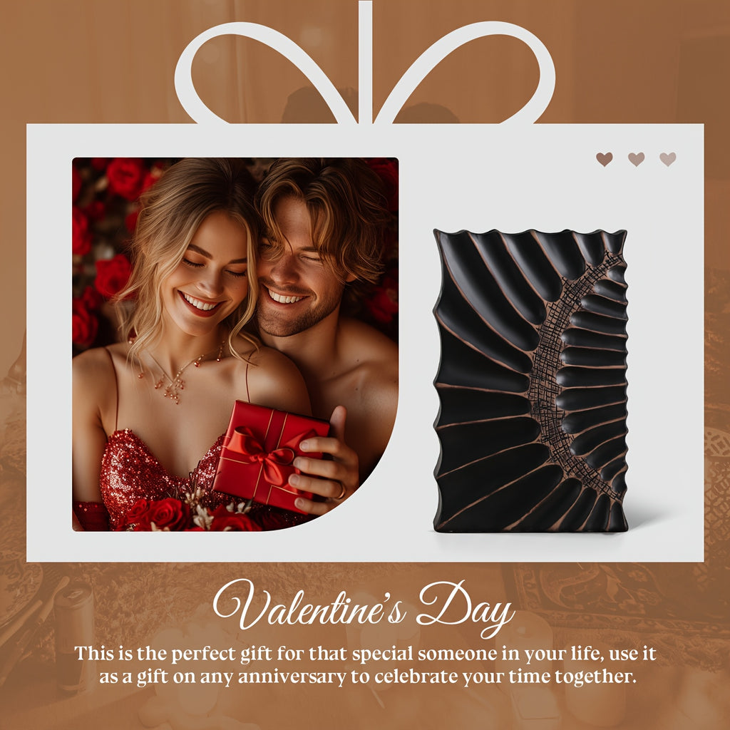 Elegant 12-Inch Black Resin Vase with Geometric Design - Modern Home Decor Tall Vase for Stylish Centerpieces in Kitchen, Bedroom, Office, Living Room, Bathroom & More, Vases Home Decor