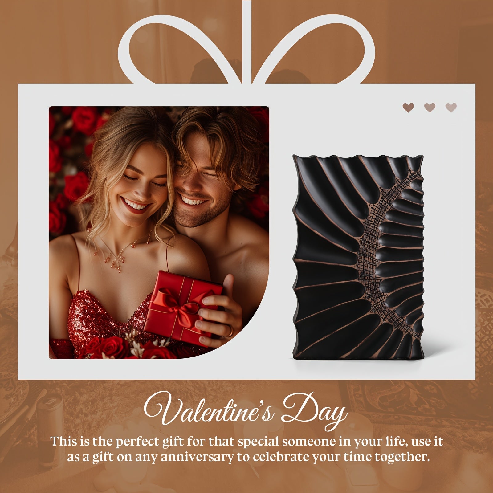 Elegant 12-Inch Black Resin Vase with Geometric Design - Modern Home Decor Tall Vase for Stylish Centerpieces in Kitchen, Bedroom, Office, Living Room, Bathroom & More, Vases Home Decor