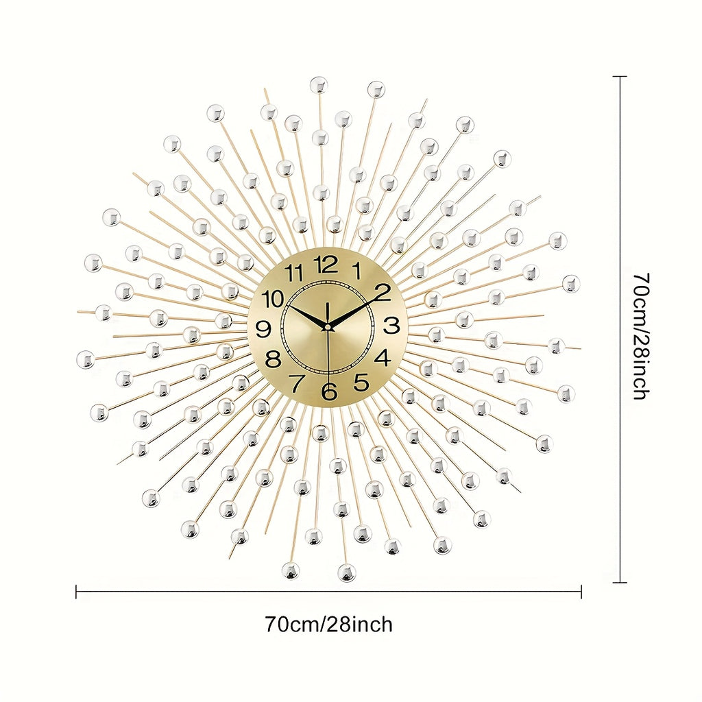 Crystal Large Modern Metal Decor Clock\u002F28 Inch Large Wall Clocks Home Decor\u002FBig Silent Wall Clock\u002FNon-Ticking Golden Round Crystal Metal Wall Watch for Living Room Office Indoor