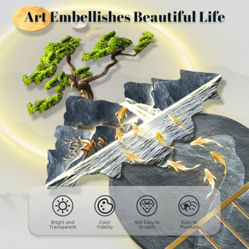 LED Light Decor Wall Art 3D Art Wall Decor with Light Decors Walls Sculptures Large 3D Art Decors Walls Sculptures Lighting Modern Plug-in Power Supply Blue D 23x47in