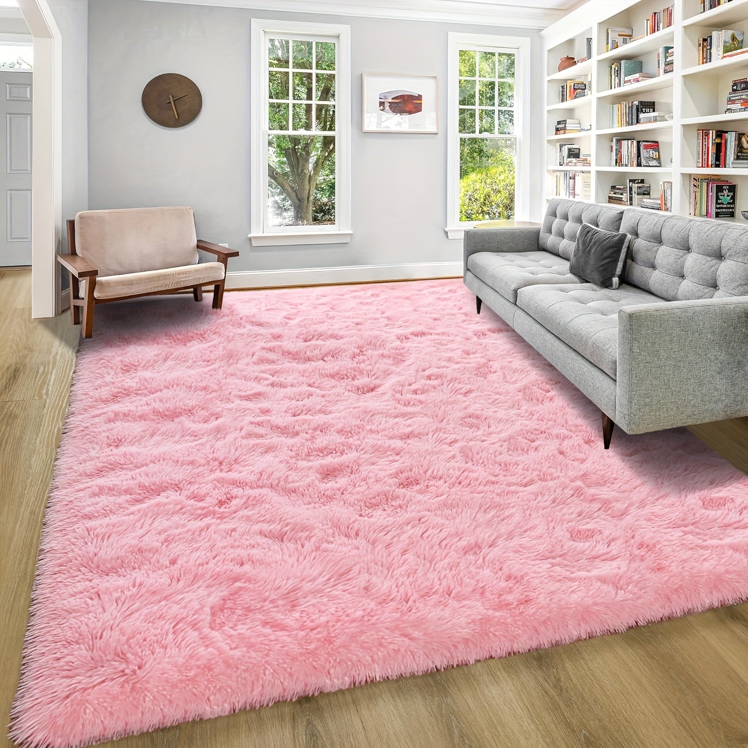 1pc Luxurious Rectangular Shaggy Plush Carpet Rug - Soft, Fluffy, Tie-dyed, Solid, Dark-colored, Non-slip, Machine Washable - Perfect for Living Room Sofa, bed Room, Home High-end Decorative, Easy to Clean, Long-lasting, and Versatile