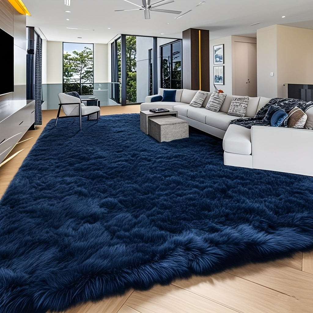 8x10ft Luxury Plush Large Mat for Living Room - Fluffy Modern Shag Non-Slip Soft Mat, Machine Washable Polyester Blend, Rectangular Shape, Ideal for Bedroom, Study, Dorm, Home Decor, Christmas Gift, Christmas Decor