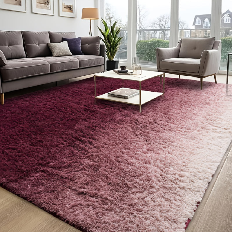 1pc Luxurious Rectangular Shaggy Plush Carpet Rug - Soft, Fluffy, Tie-dyed, Solid, Dark-colored, Non-slip, Machine Washable - Perfect for Living Room Sofa, bed Room, Home High-end Decorative, Easy to Clean, Long-lasting, and Versatile
