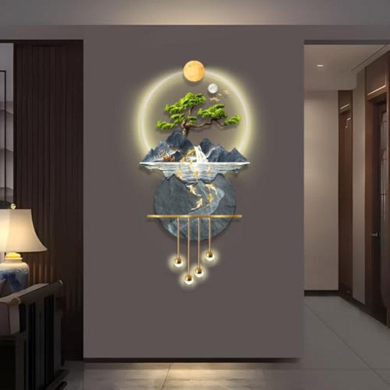 LED Light Decor Wall Art 3D Art Wall Decor with Light Decors Walls Sculptures Large 3D Art Decors Walls Sculptures Lighting Modern Plug-in Power Supply Blue D 23x47in