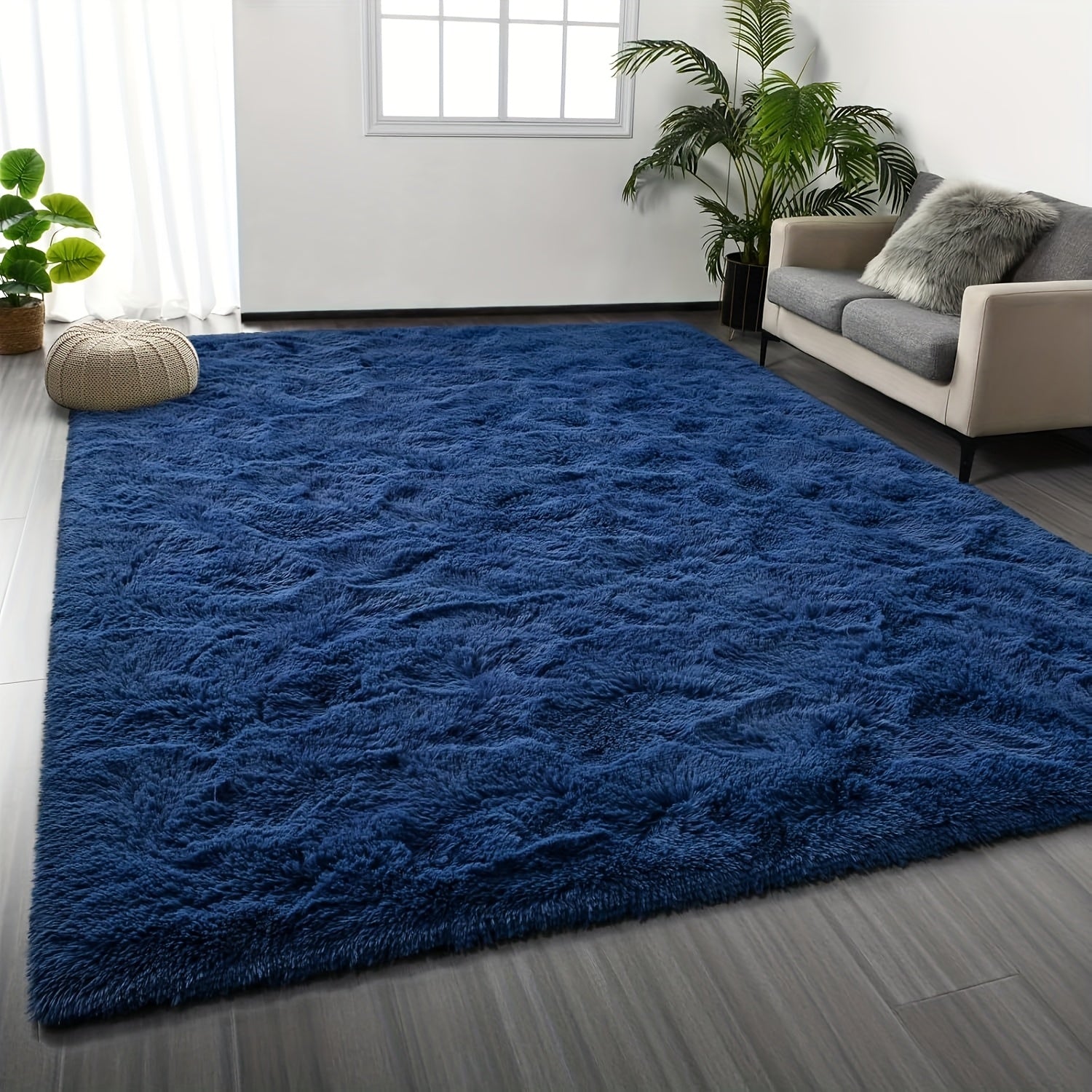 1pc Luxurious Rectangular Shaggy Plush Carpet Rug - Soft, Fluffy, Tie-dyed, Solid, Dark-colored, Non-slip, Machine Washable - Perfect for Living Room Sofa, bed Room, Home High-end Decorative, Easy to Clean, Long-lasting, and Versatile