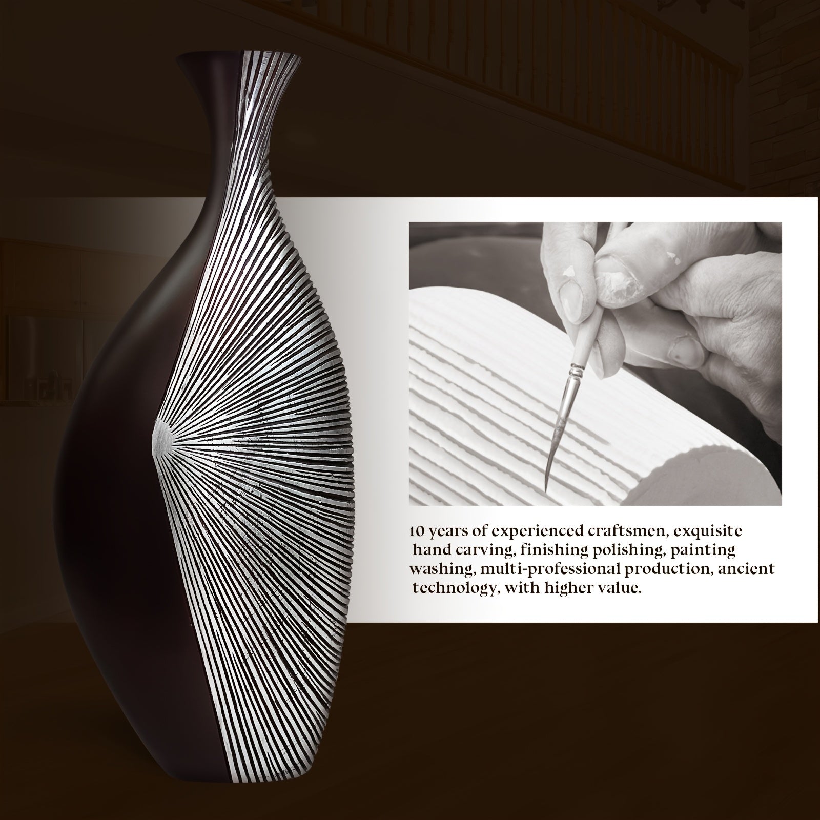 Resin Handmade Vase, Rustic Antique Style, 22.4\