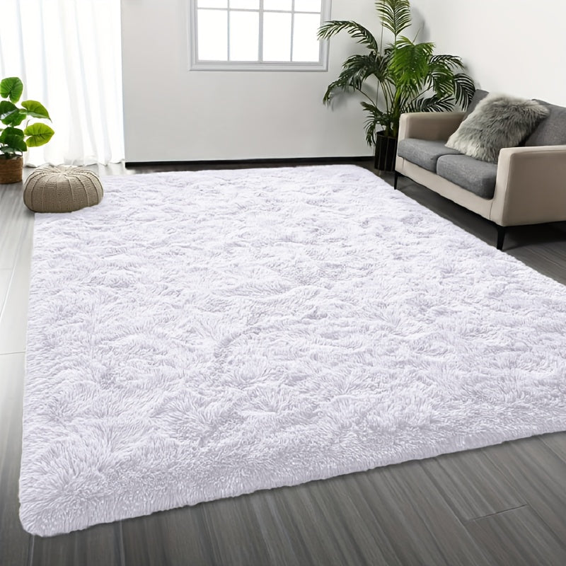 1pc Luxurious Rectangular Shaggy Plush Carpet Rug - Soft, Fluffy, Tie-dyed, Solid, Dark-colored, Non-slip, Machine Washable - Perfect for Living Room Sofa, bed Room, Home High-end Decorative, Easy to Clean, Long-lasting, and Versatile