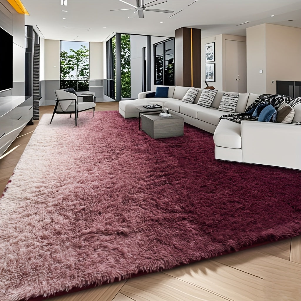 8x10ft Luxury Plush Large Mat for Living Room - Fluffy Modern Shag Non-Slip Soft Mat, Machine Washable Polyester Blend, Rectangular Shape, Ideal for Bedroom, Study, Dorm, Home Decor, Christmas Gift, Christmas Decor