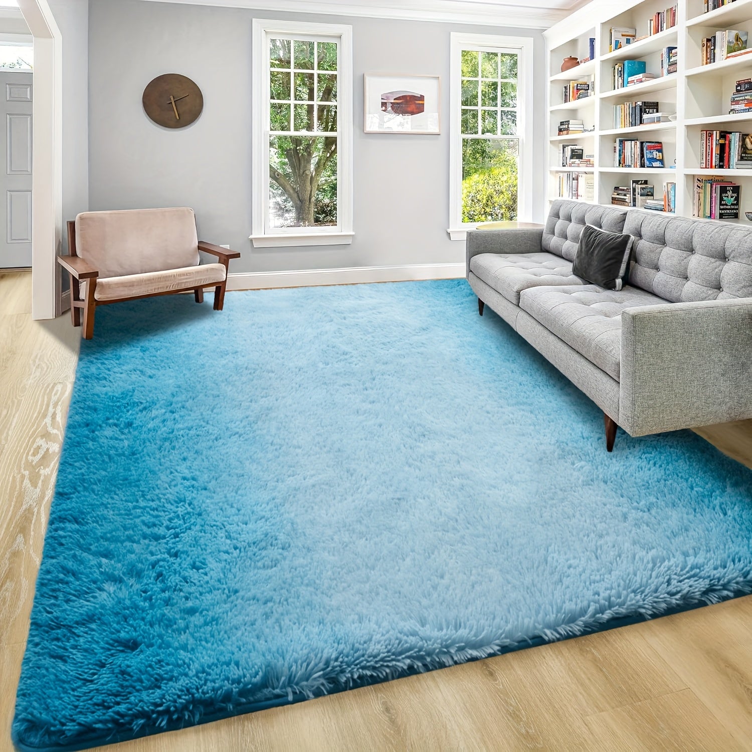 1pc Luxurious Rectangular Shaggy Plush Carpet Rug - Soft, Fluffy, Tie-dyed, Solid, Dark-colored, Non-slip, Machine Washable - Perfect for Living Room Sofa, bed Room, Home High-end Decorative, Easy to Clean, Long-lasting, and Versatile