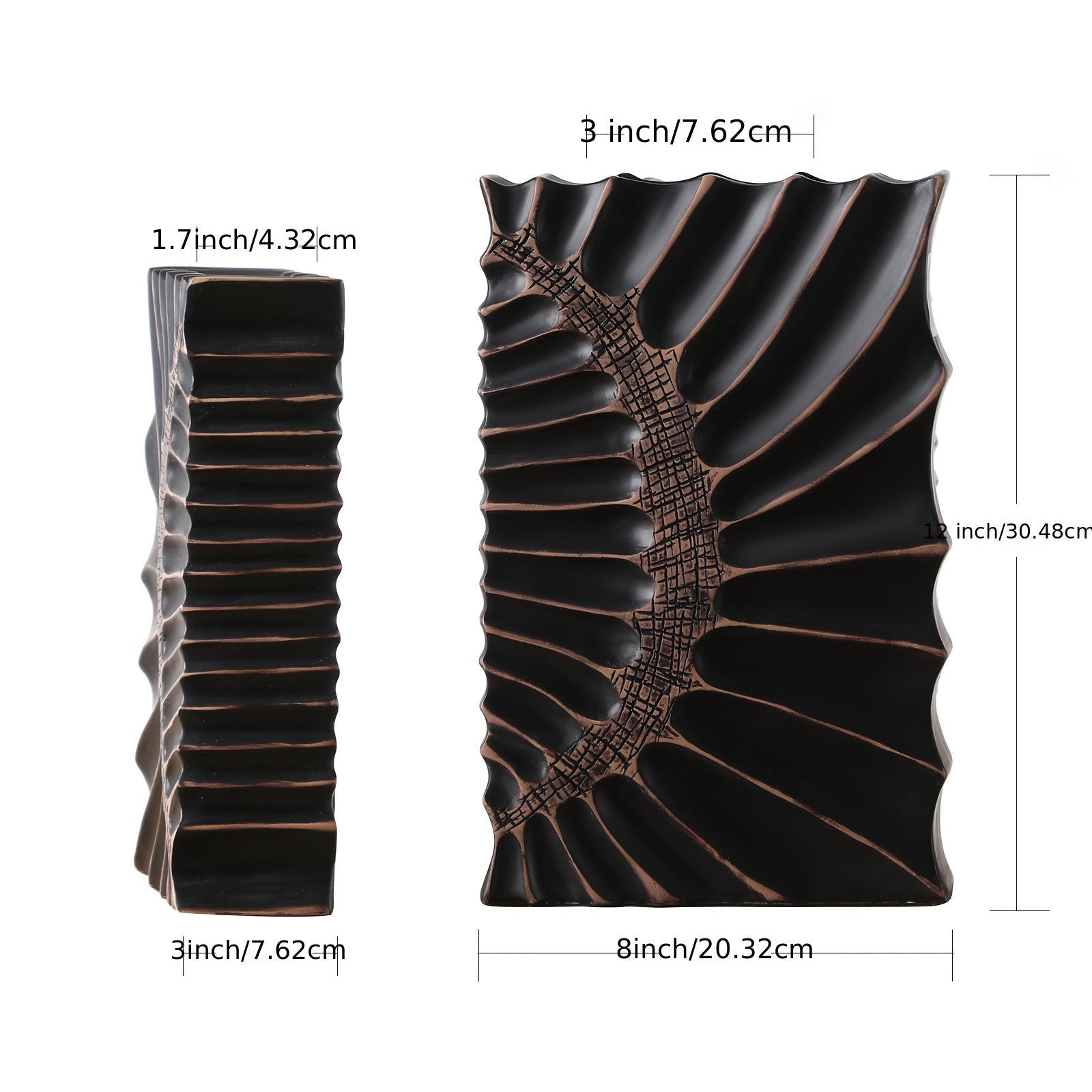 Elegant 12-Inch Black Resin Vase with Geometric Design - Modern Home Decor Tall Vase for Stylish Centerpieces in Kitchen, Bedroom, Office, Living Room, Bathroom & More, Vases Home Decor