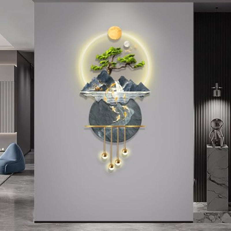 LED Light Decor Wall Art 3D Art Wall Decor with Light Decors Walls Sculptures Large 3D Art Decors Walls Sculptures Lighting Modern Plug-in Power Supply Blue D 23x47in