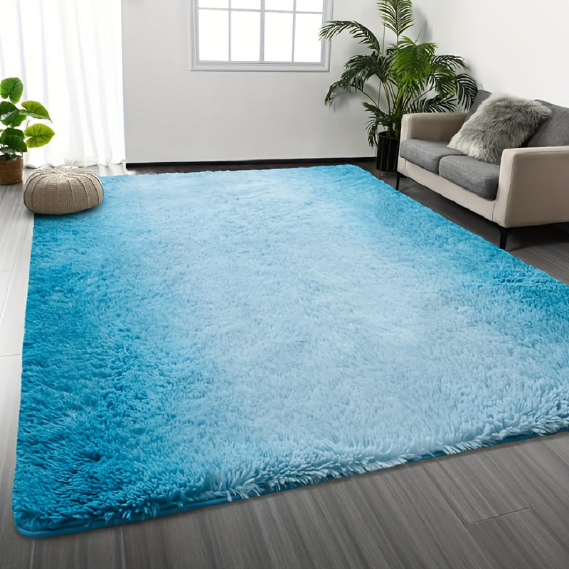 1pc Luxurious Rectangular Shaggy Plush Carpet Rug - Soft, Fluffy, Tie-dyed, Solid, Dark-colored, Non-slip, Machine Washable - Perfect for Living Room Sofa, bed Room, Home High-end Decorative, Easy to Clean, Long-lasting, and Versatile