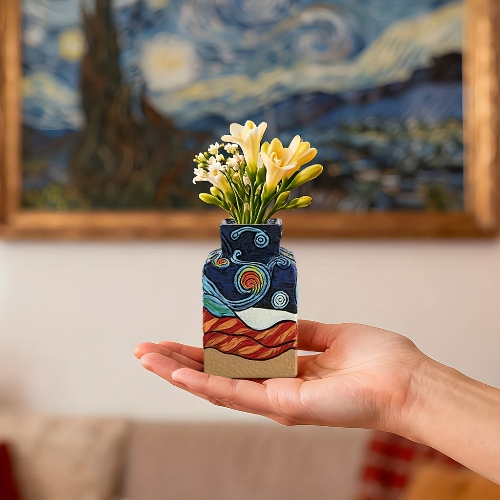 Starry Night Vase Set - 3pcs Blue Gradient Resin For Fresh\u002FDried Flowers Living Room Decor